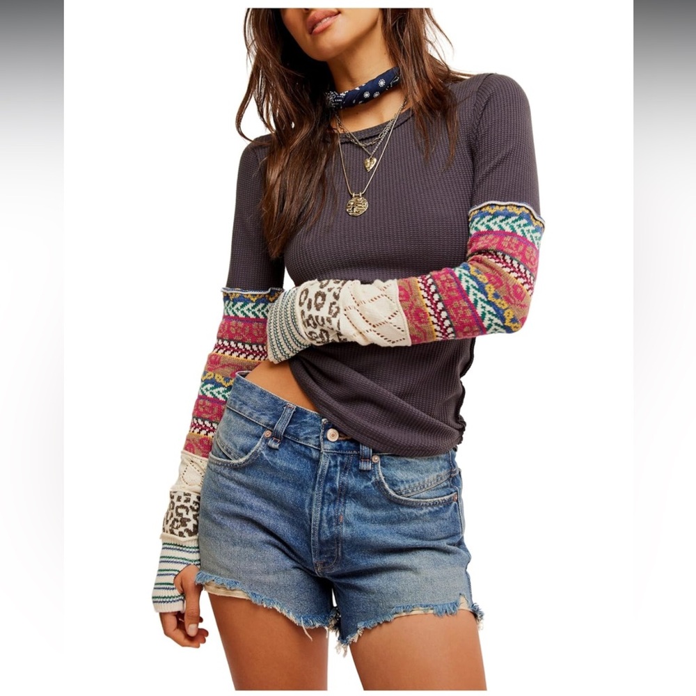 NWT Sz SM Free People Womens All in Cuff Washed Black Combo❤️
